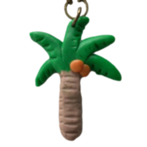 Handcrafted Polymer Clay Palm Tree Necklace Brass Metal Chain Claw Closure OS - Picture 1 of 3